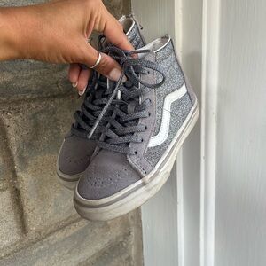 Vans Gray and White Kids High-Top Sneakers